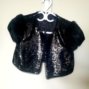 BCBG Statement Cropped Jacket w/ Rabbit Fur